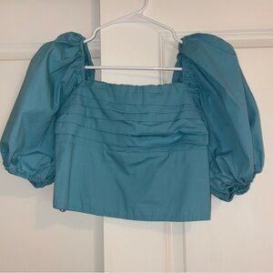Abercrombie & Fitch Blue Puff Sleeve Blouse